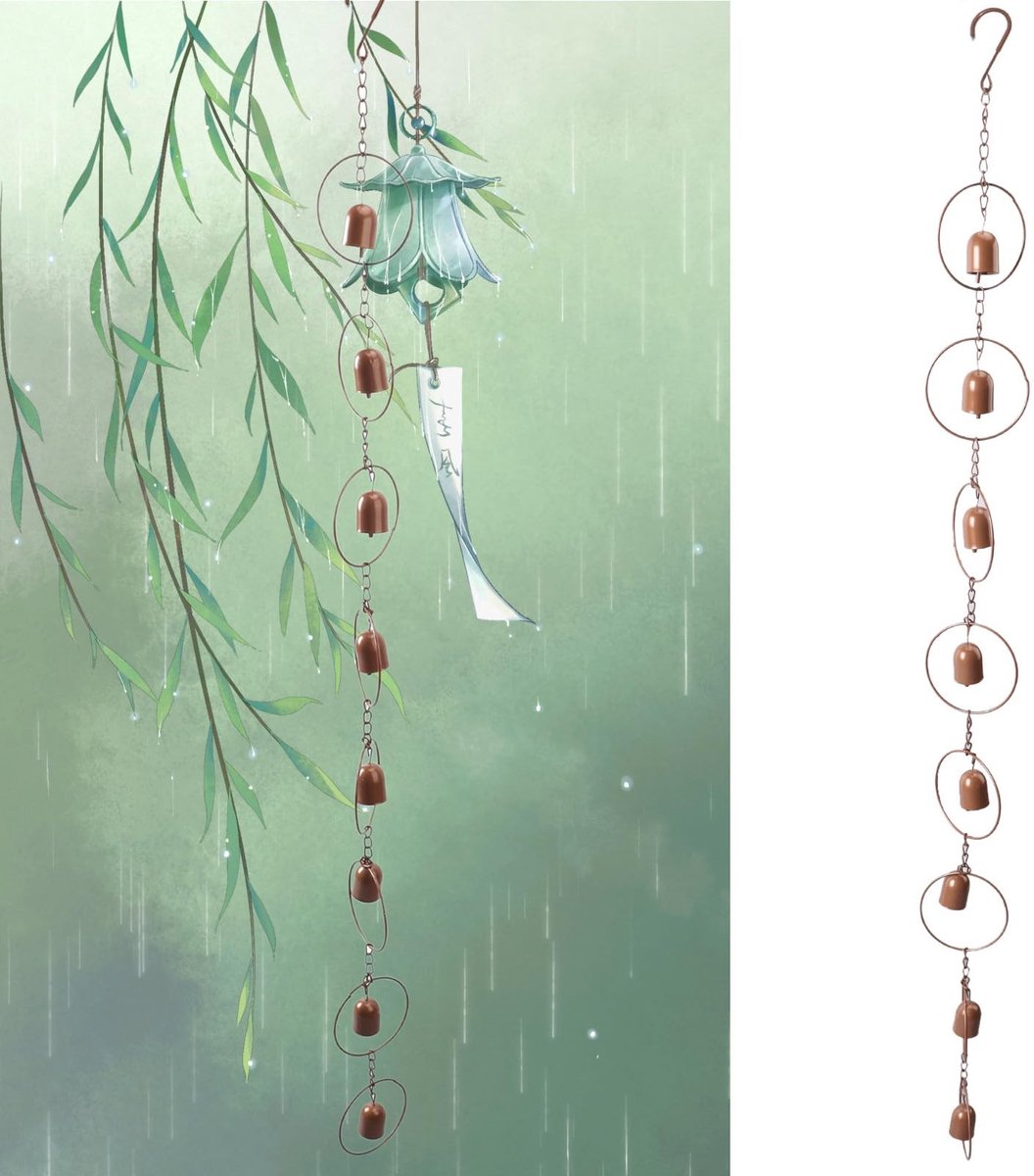 Dailygoods- Regenketting Hangende Regenbel - Decoratieve Tuinwindgong - Muzikale Feng Shui Chimes - IJzeren Dakgootafvoer - Elegante Afwerking - Rustgevende Geluiden