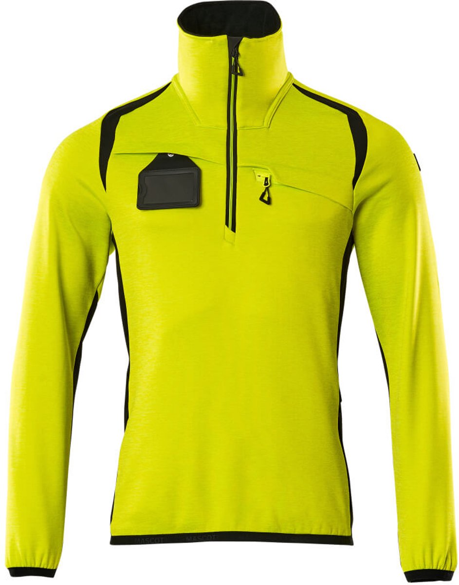 Mascot Accelerate Safe Fleecetrui met korte rits 19303-316 - Hi-Vis geel/zwart - 3XL