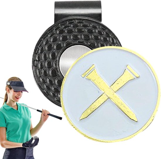 Golf Hoed Clip - Ball Marker Accessoire - Golf Markeren - Duurzaam Metaal - 8 x 5 cm - Zwart — afbeelding 5