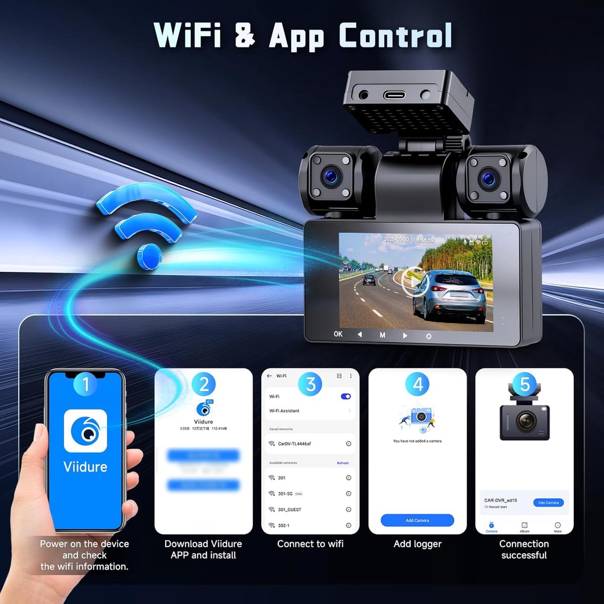 Auto Camera Systeem - Dashcam Set - Veilige Rit - 360 Graden Bescherming - 2K + 1080P Resolutie - Zwart – foto 7