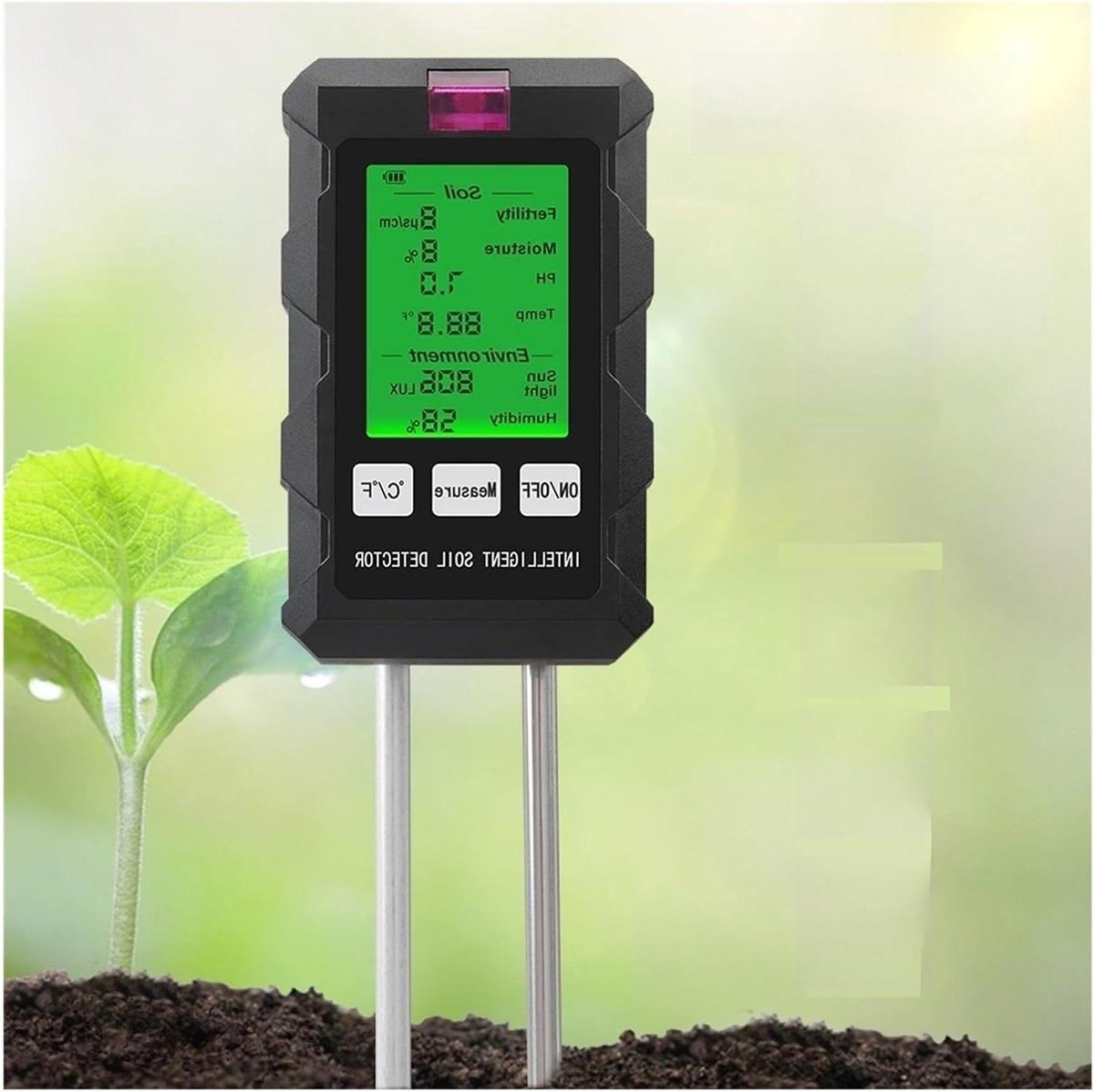Digitale Bodemtester - Bodemmeter Tuin - Planten Verzorgen - 6-in-1 Functies - 50°C Bereik - Zwart