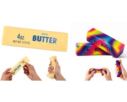 Happy Trendz® - Squishy Butter Rainbow Set - 2 Stuks - Anti-Stress Speelgoed - Boter - Inclusief Normaal & Regenboog Model - Sensory Slime Fidget Toy