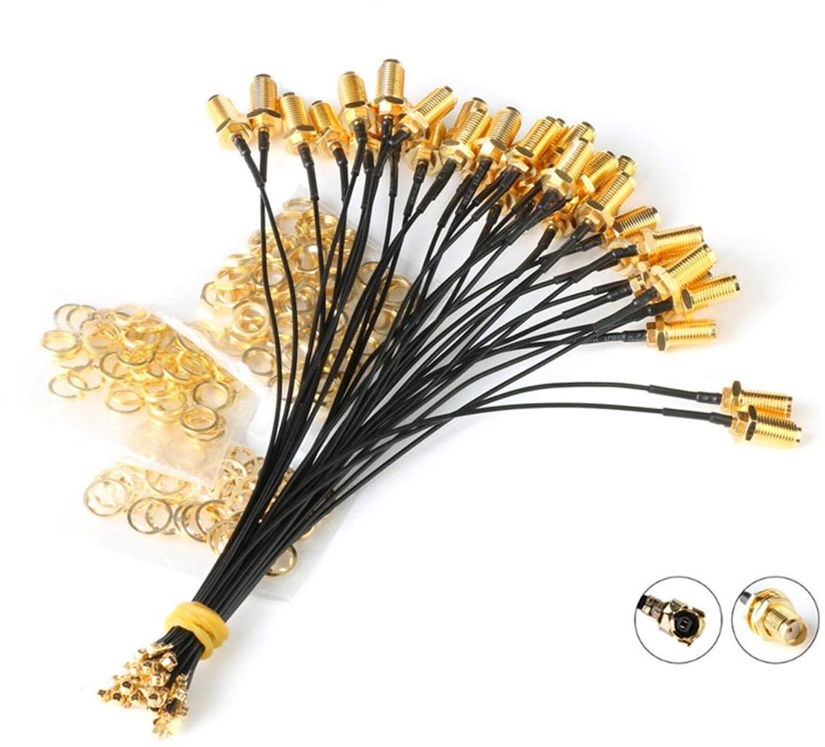 Antenne Kabel Set - Verbindingskabel Pigtail - Signaal Versterken - Lage Verlies - 5 Stuks 15cm - Zwart