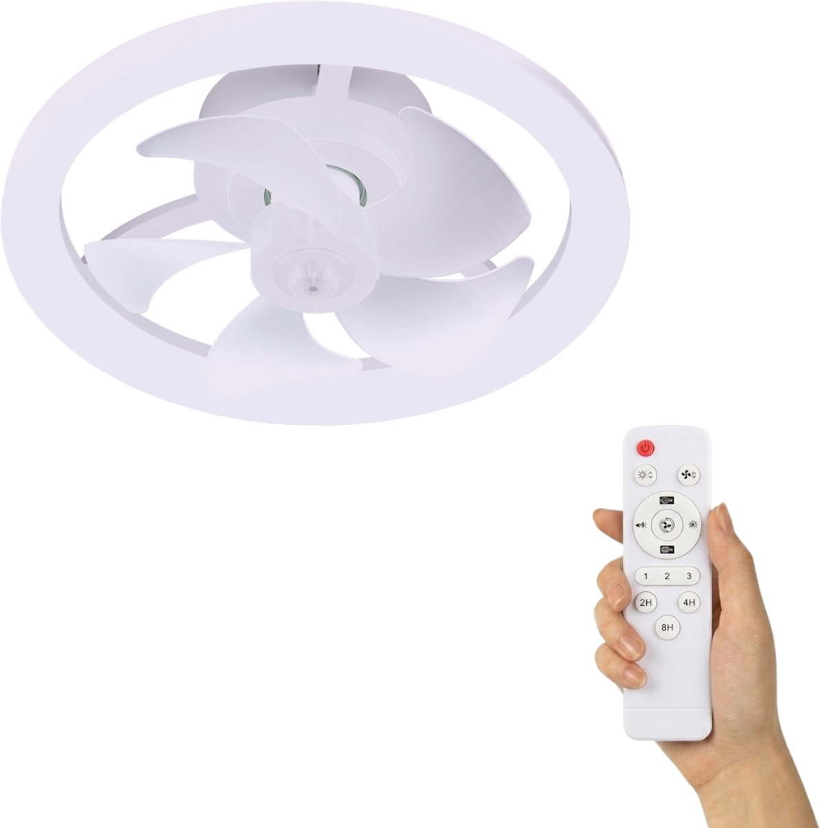 Fantiluxe - Selma - Plafondventilator met verlichting - Wit - Ø40cm - Afstandsbediening - Met lamp - Plafond ventilator - Slaapkamer
