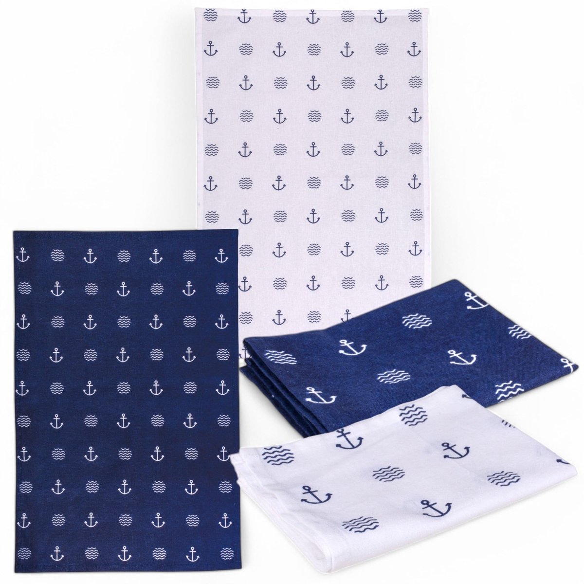Dailygoods- Theedoeken Set van 2 - Maritiem Design - 100% Katoen - Absorberend - Duurzaam - 40 x 60 cm - Keukendoeken