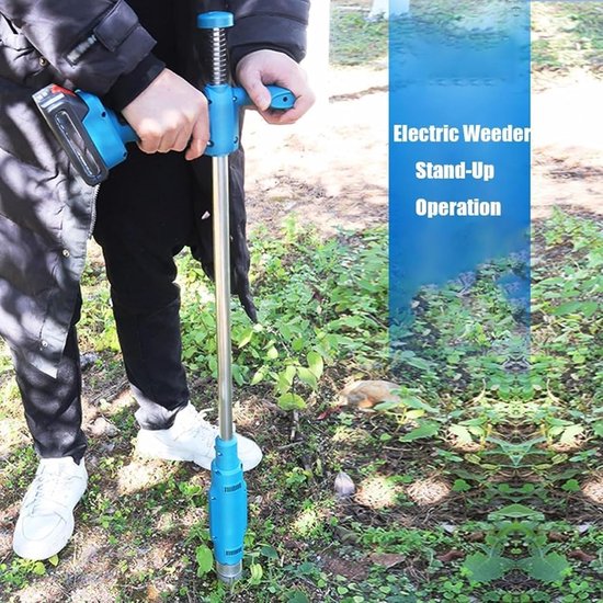 Elektrische Onkruidtrekker - Staande Wiedmachine Tuin - Gazon Onderhouden - Pijnvrij Wieden - Inclusief 2 Accu's - Blauw — afbeelding 3