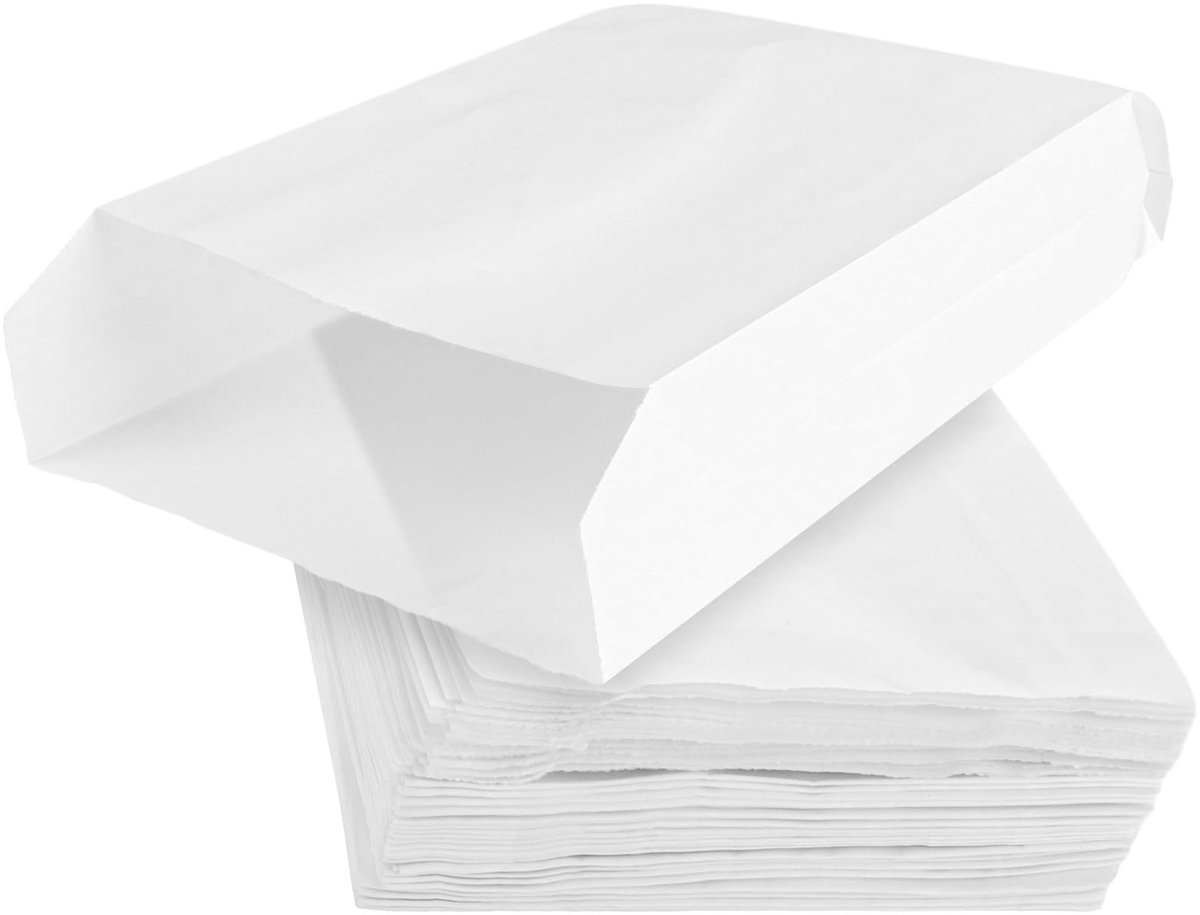 Dailygoods- Papieren Zakken 200 Stuks - Witte Zakken - Papieren Draagtassen - Papieren Zakken met Handvat - Verpakking - Duurzaam Materiaal - Zakjes