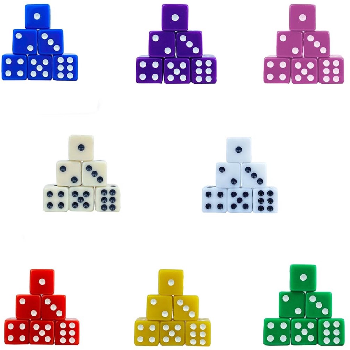 Dailygoods- Speeldobbelstenen 40 Stuks - W6 Normale Kubus - Kleurrijke Dobbelstenen Set - 8 Doorshijnende Kleuren - Ideaal voor Scholen - Afgeronde Hoeken
