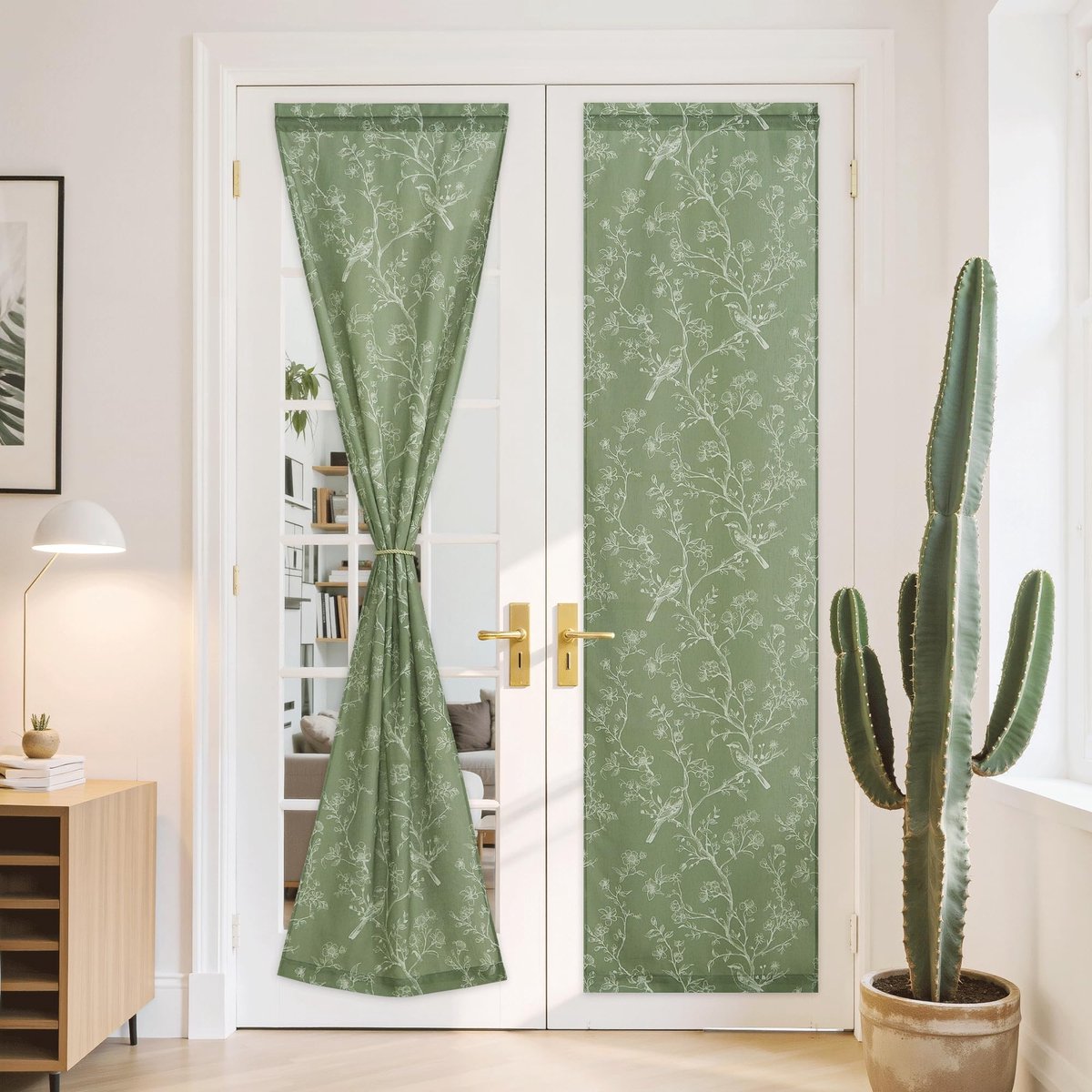 Dailygoods- Deurgordijnen 2 Stuks - Linnen - Semi-transparant - Ademend - Groen - 60B x 240H cm - Gordijnen