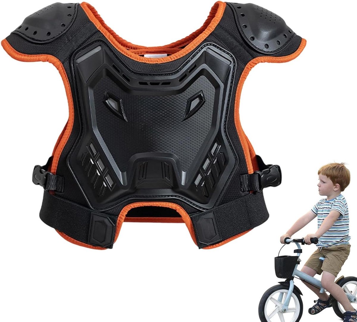 Kinder Borstbescherming - Motoruitrusting Jeugd - Actieve Buiten Sport - Meegroeiend Ontwerp - 30 cm - Oranje