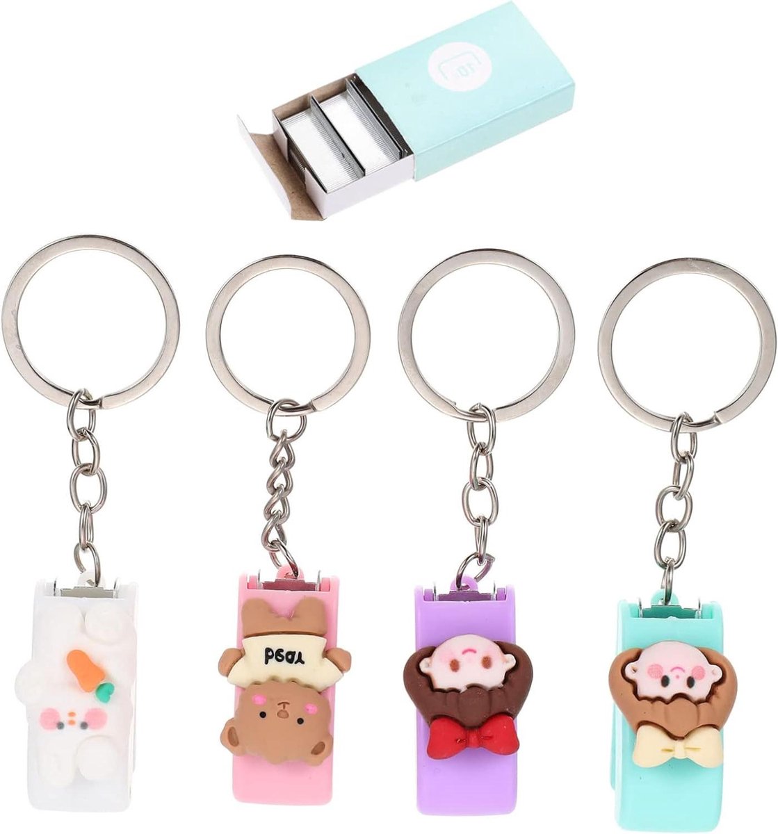 Mini Nietmachine - Kantoorbenodigdheden - Papier Binden - Met Sleutelhanger - 9.5x3x3 cm - Paars