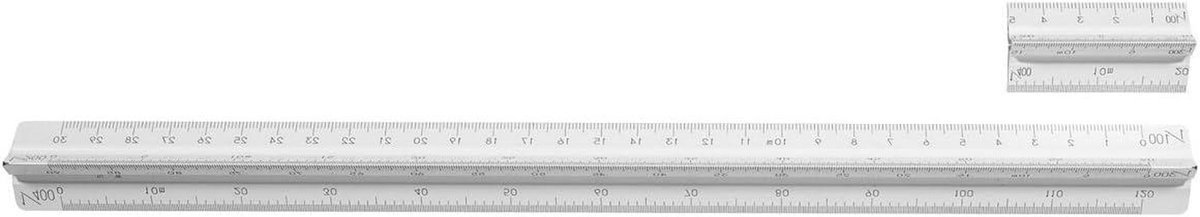 Driehoekige Liniaal - Schaal Liniaal - Tekenen Ontwerpen - Aluminium Materiaal - 30 cm - Zilverkleurig