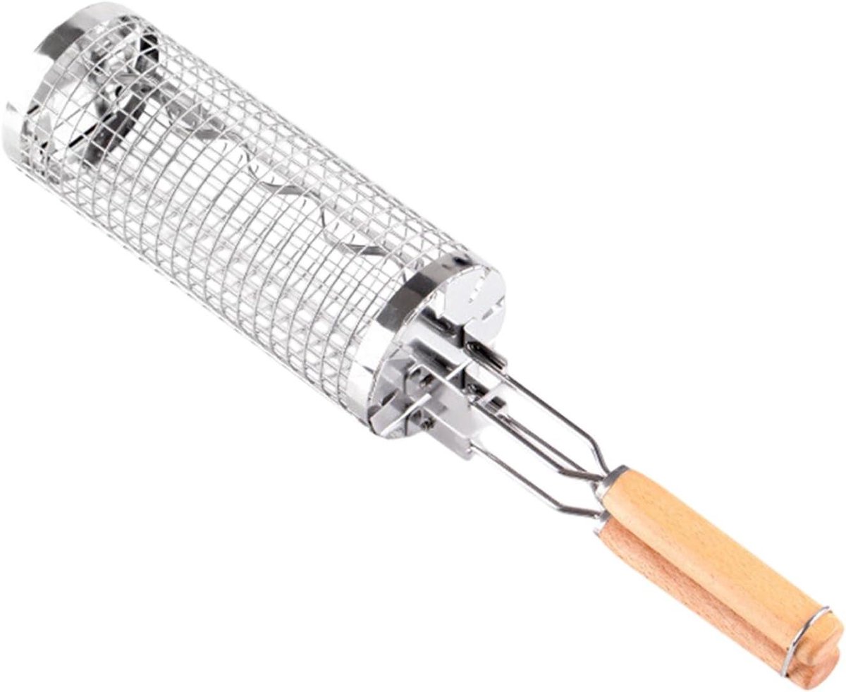 Grillmand Roterend - Rolmand RVS - Buiten Koken - 360 Graden Rotatie - 23 x 8.8 cm - Zilver
