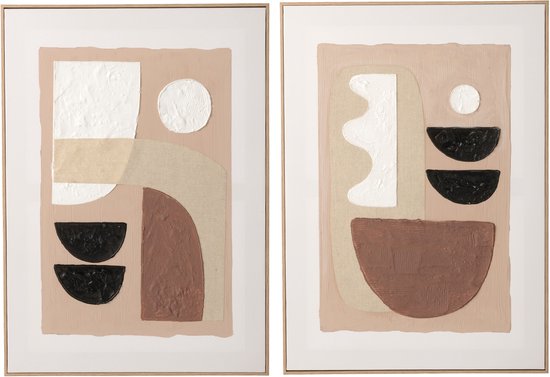 Ensemble de deux peintures abstraites texturées beiges, brunes et noires