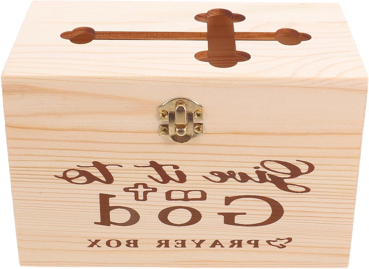 Gebedsdoos Kruisvormig - Houten Doosje Gebed - Religieuze Opslag - Opvallend Kruismotief - 16 x 10.5 x 9 cm - Beige