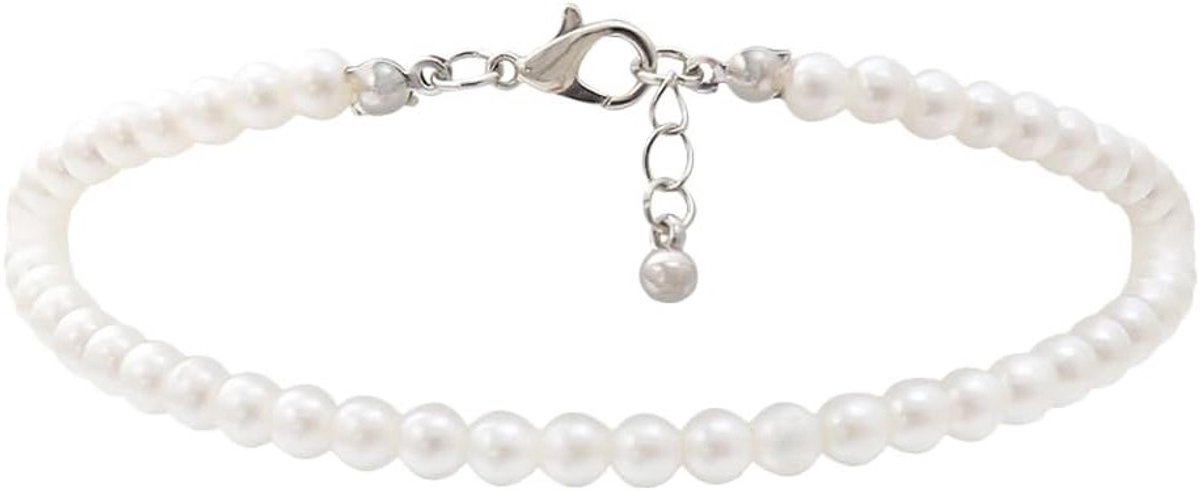 Elegante Enkelsieraad met Ronde Kunstperlen en Sterren - 24 cm, Perfect voor Vrouwen, Stijlvolle Accessoire voor Elke Gelegenheid