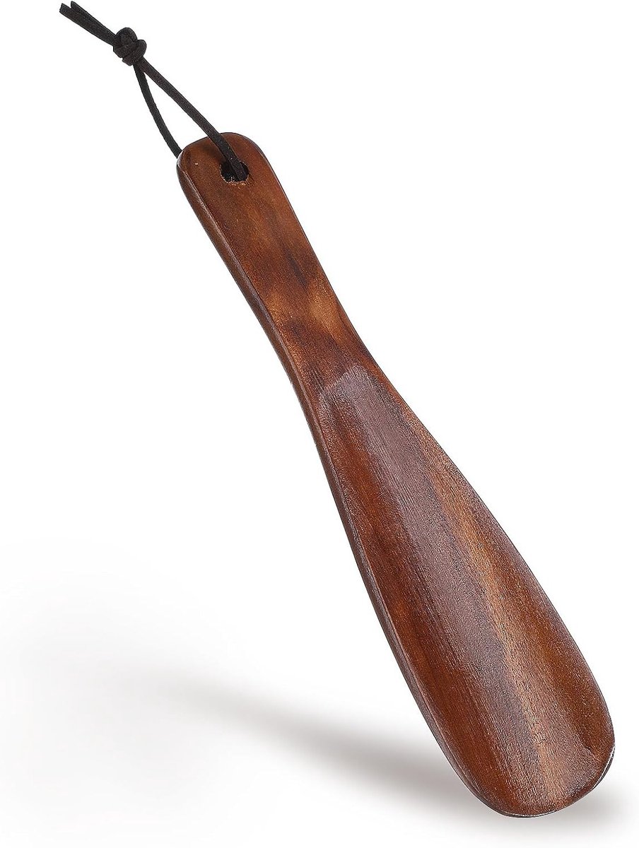 Kleine Houten Schoenlepel van 19.3 cm voor Kinderen, Ouderen en Zwangere Vrouwen - Retro Reis Schoenlepel met Sleutelhanger in Bruin, Ideaal voor Thuis en Op Reis
