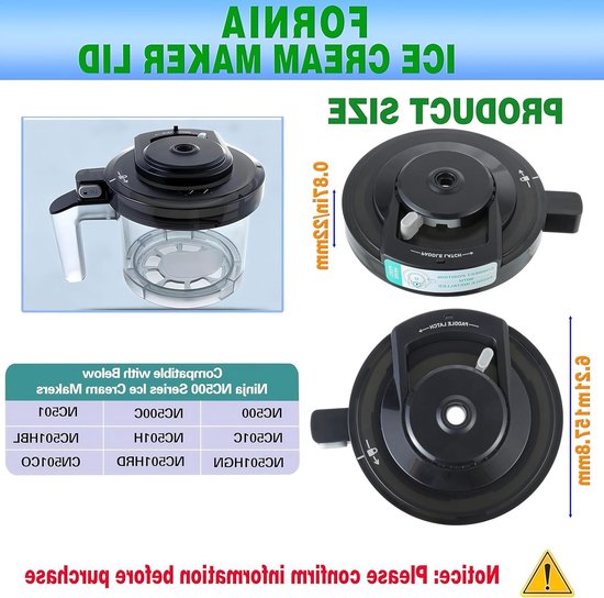 Herbruikbaar deksel voor ijsmaker, vervangend lid geschikt voor NC500/NC501 serie, accessoires voor ijsbereiding en keukenmachines — afbeelding 2