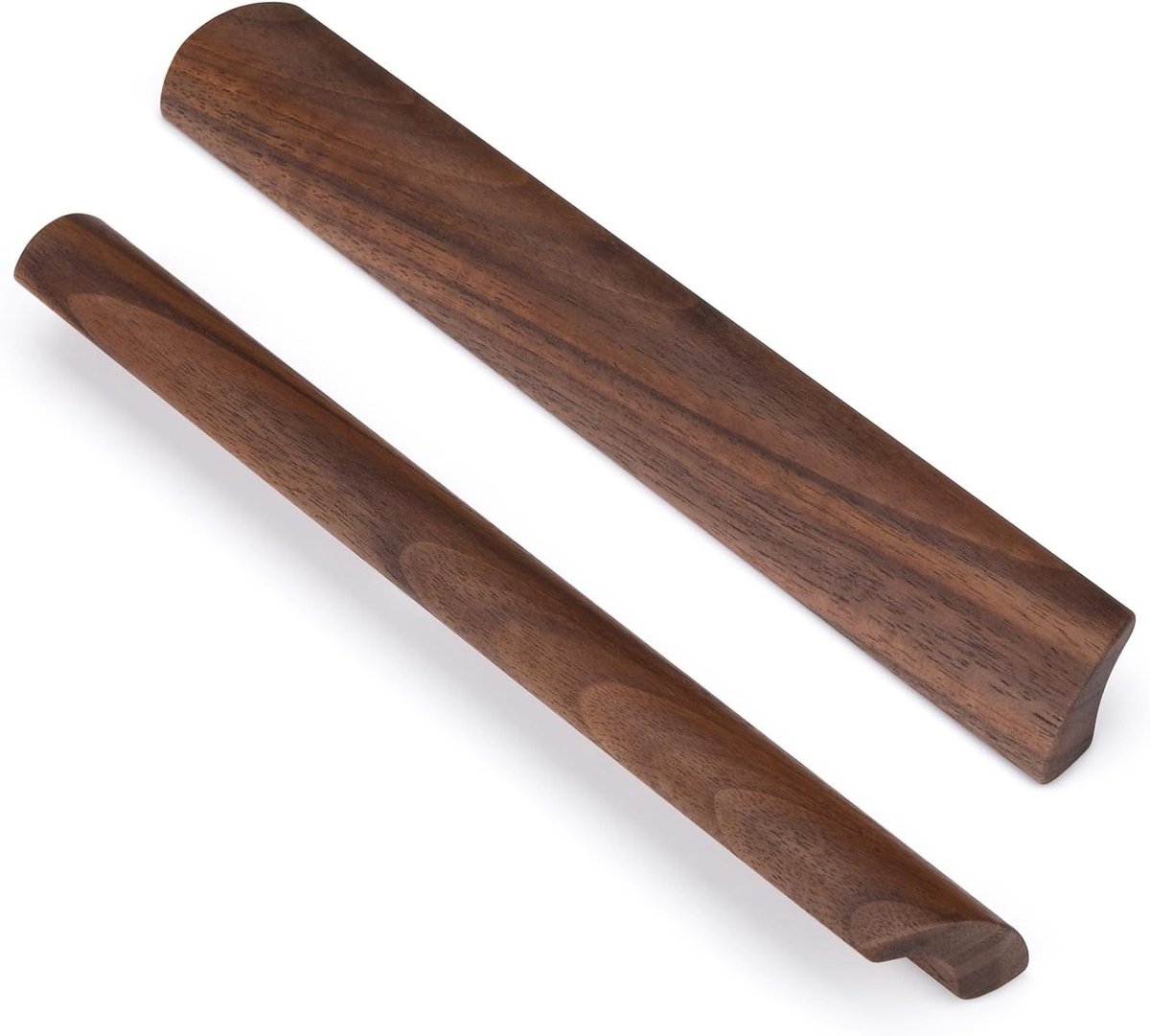 Houten Keuken Kastknoppen Set van 6, Gatenafstand 160mm, Totale Lengte 192mm, Zwart Walnoot, Modern Design, Duurzaam en Stijlvol