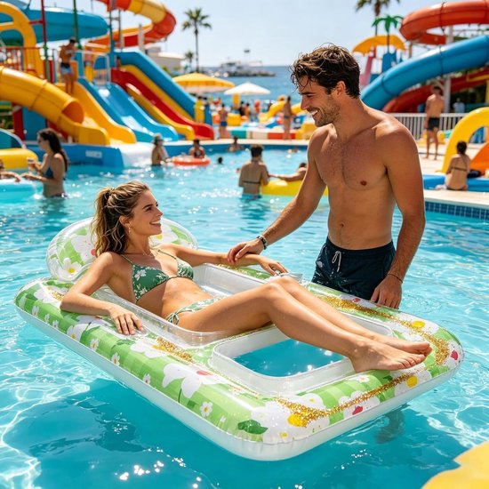Zonnebad Zwembad Ligbed - Opblaasbare Zwembad Lounger Met Bekerhouder,Opblaasbare Drijvende Raft,Voor Vrouwen Tijdens De Zomervakantie Op Reizen Naar Hotels En Resorts Aan Het En Voor Buitenfeesten — afbeelding 3