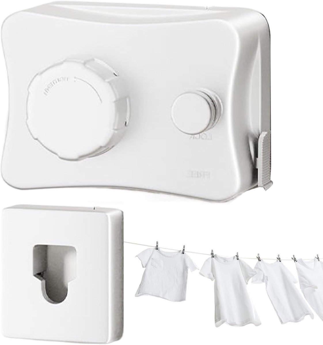 Intrekbare Wastlijn - Wanddroger - Ruimtebesparend Drogen - Sterke Anti-Doorbuig - 5.1 Meter - Wit