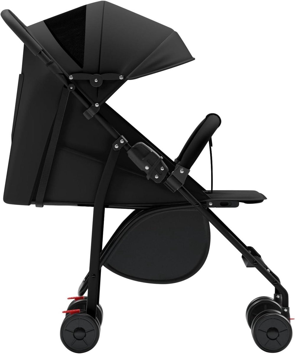 Compacte kinderwagen - Lichtgewicht buggy - Veilig op reis - Verstelbare ligstand - Tot 25 kg - Zwart