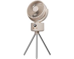 Bureau ventilator – Mini ventilator – Campingventilator - USB ventilator – Met statief - 3600 mAh – 3 snelheidsstanden – Automatisch zwenkend – Draagbare ventilator voor thuis, kantoor camping –15*8.5*39cm - Crèmewit