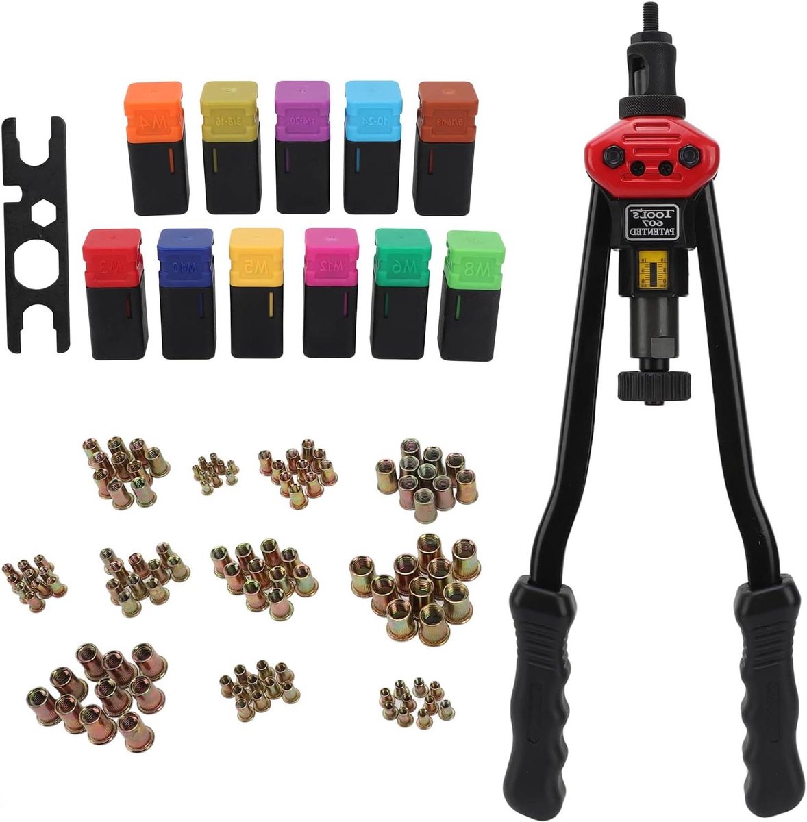 Klinkhamer Set - Klinkmoer Tool - Metaal Bevestigen - 16 Inch Ergonomisch - 110 Klinkmoeren - Zilver
