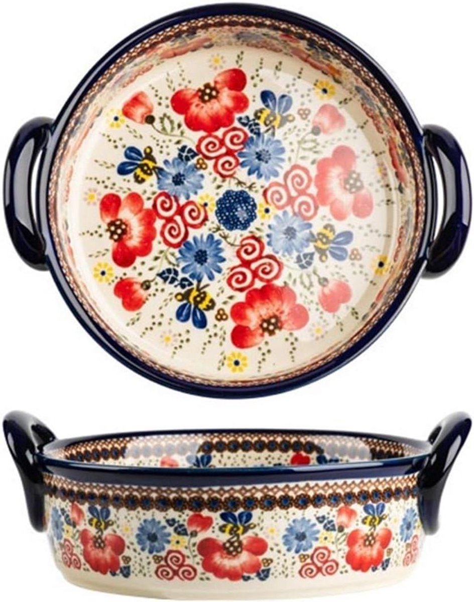 Ovenschaal Keramiek - Braadslede Kom - Culinair Genieten - Met Handvatten - 18.5 cm - Naturel