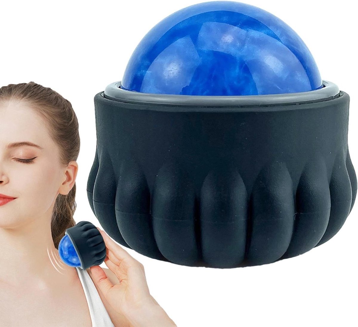 Massage Roller Bal - Ontspanningstool - Spierherstel - Antislip ontwerp - 12x12x10 cm - Zwart