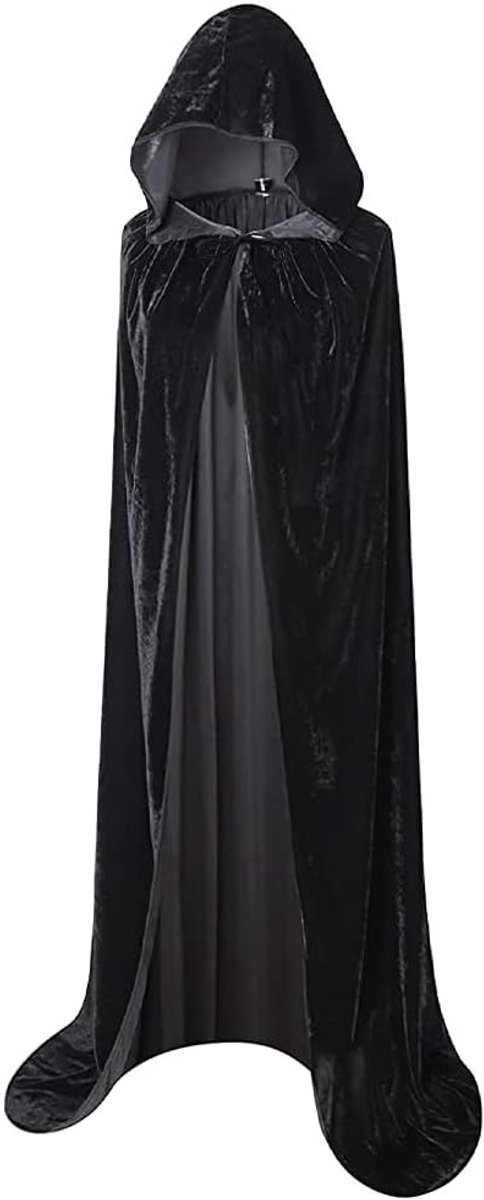 Hooded Vampire Cape voor Halloween - Zwarte Velours Kostuum voor Volwassenen, Cosplay en Carnaval