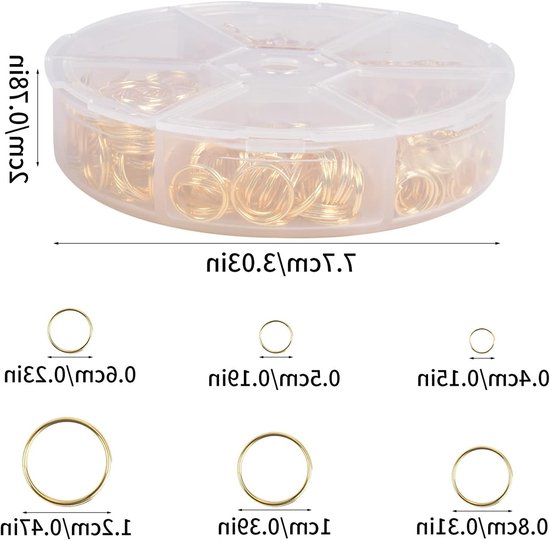 Open Bend Ringen Set van 690 Stuks, 6 Maten Metaal Split Ringen en Ketting Ringen voor Sieraden, 4/5/6/8/10/12mm, Ideaal voor DIY Projecten en Creatief Werk — afbeelding 4