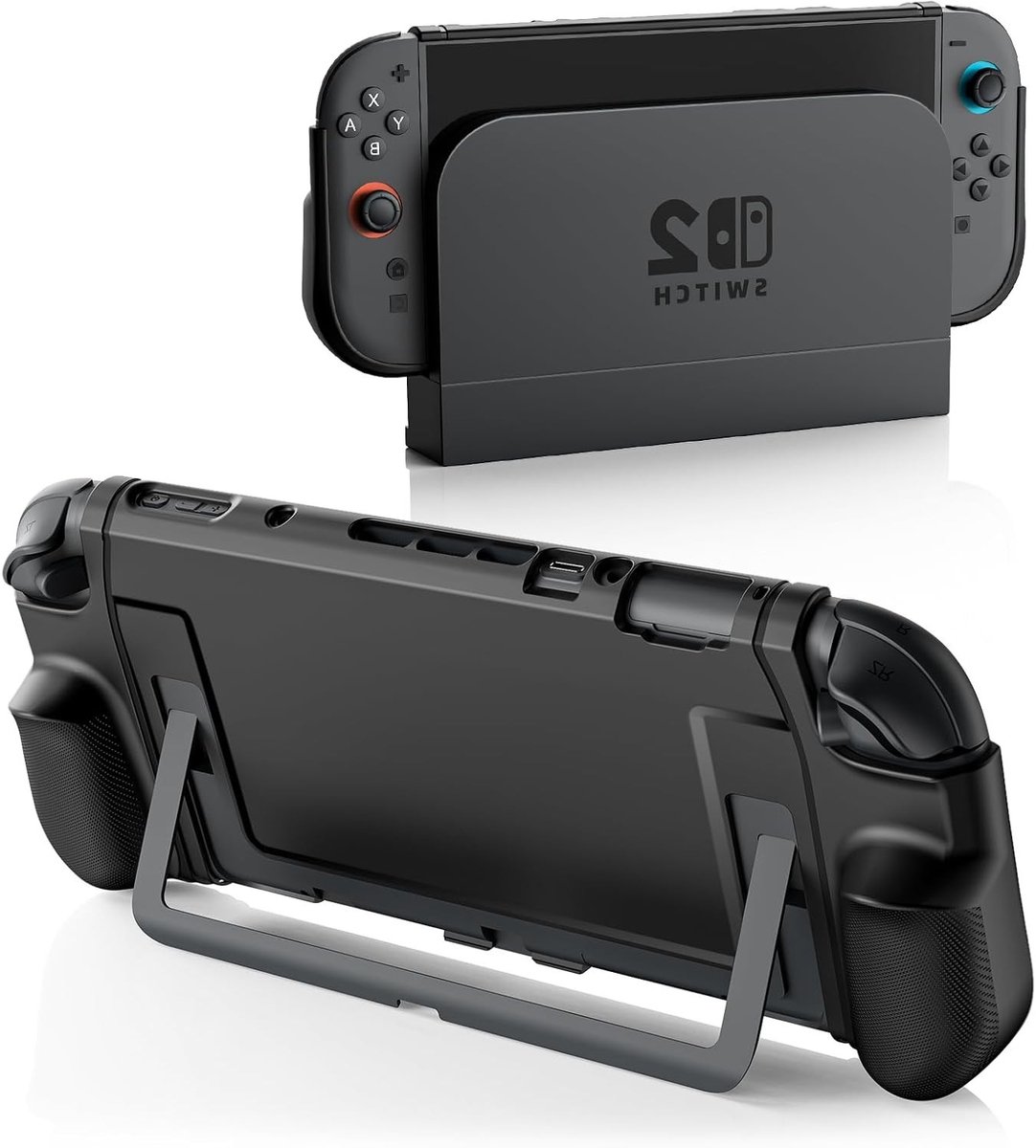 Dockable Case voor Nintendo Switch 2 - Ergonomische TPU Grip Beschermhoes met Schokabsorptie, Anti-Kras en Nauwkeurige Uitsparingen, Zwart