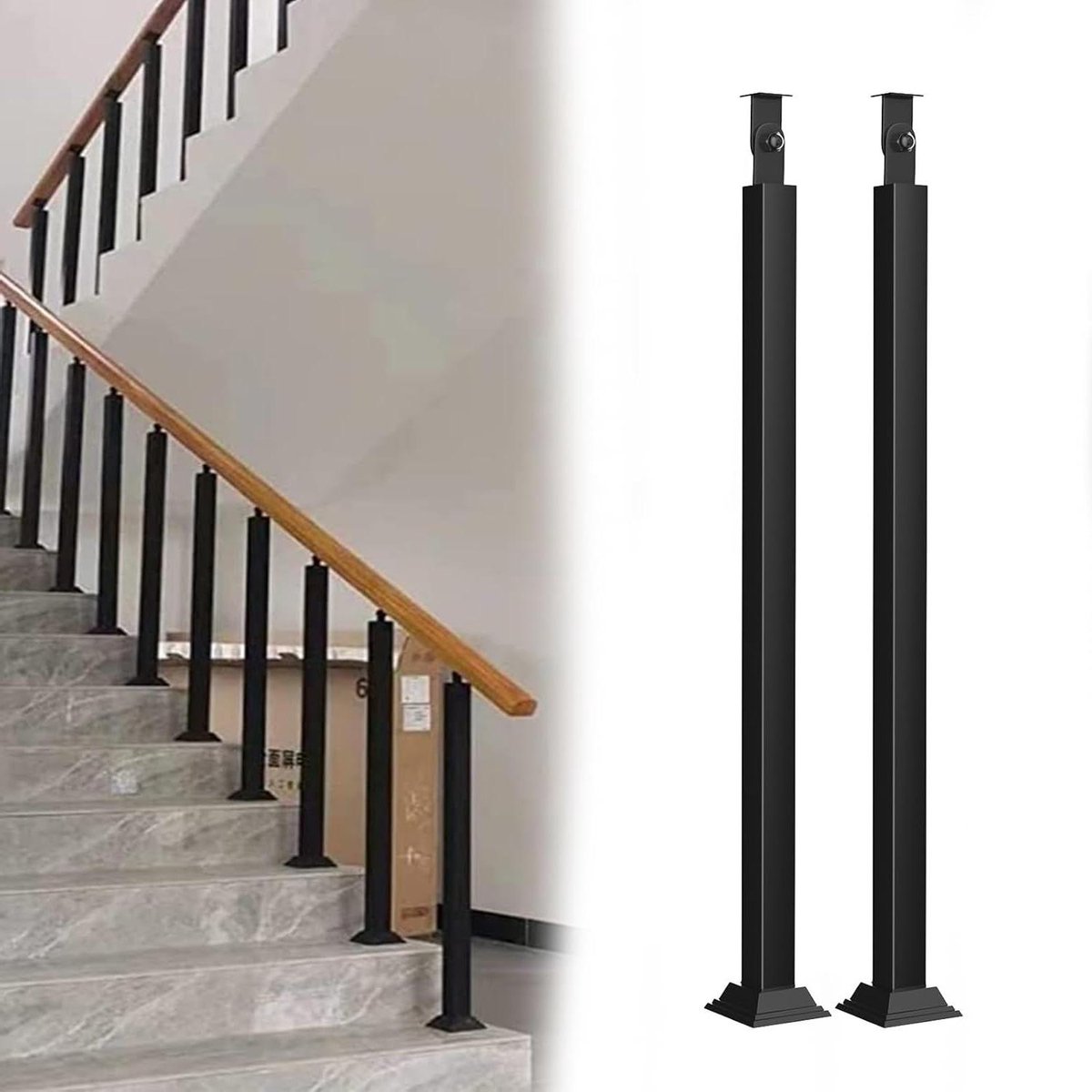 Balusterpalen Trappen - Leuninghouders Balkon - Veiligheid Verhogend - Verstelbare Hoekhouder - 85 cm - Zwart