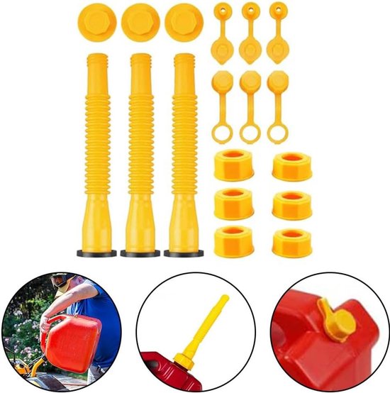 Vervangingsset Gasblik - Tuit Set - Brandstof Overgieten - Morsbestendig Ontwerp - 30x18x3 cm - Geel Zwart — afbeelding 5