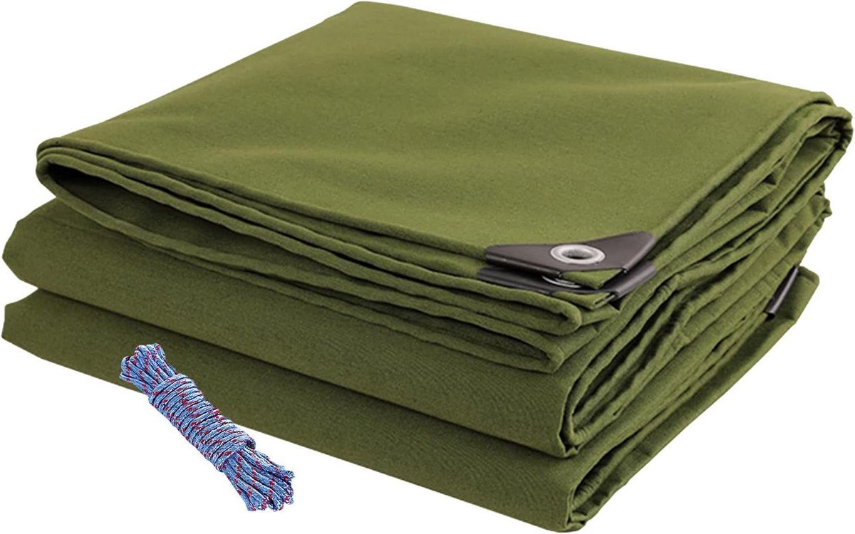 Verdikt Vrachtwagenzeil - Waterdicht Doek - Buiten Beschermen - Versterkte Knoopsgaten - 3 x 6 m - Groen