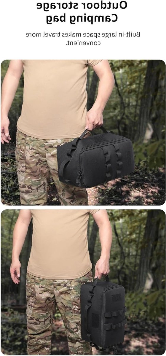 Draagbare Opbergzak voor Gasflessen en Kookgerei, Ideaal voor Kamperen, Picknicken en Barbecueën, Khaki, Handige Tote Bag — afbeelding 4