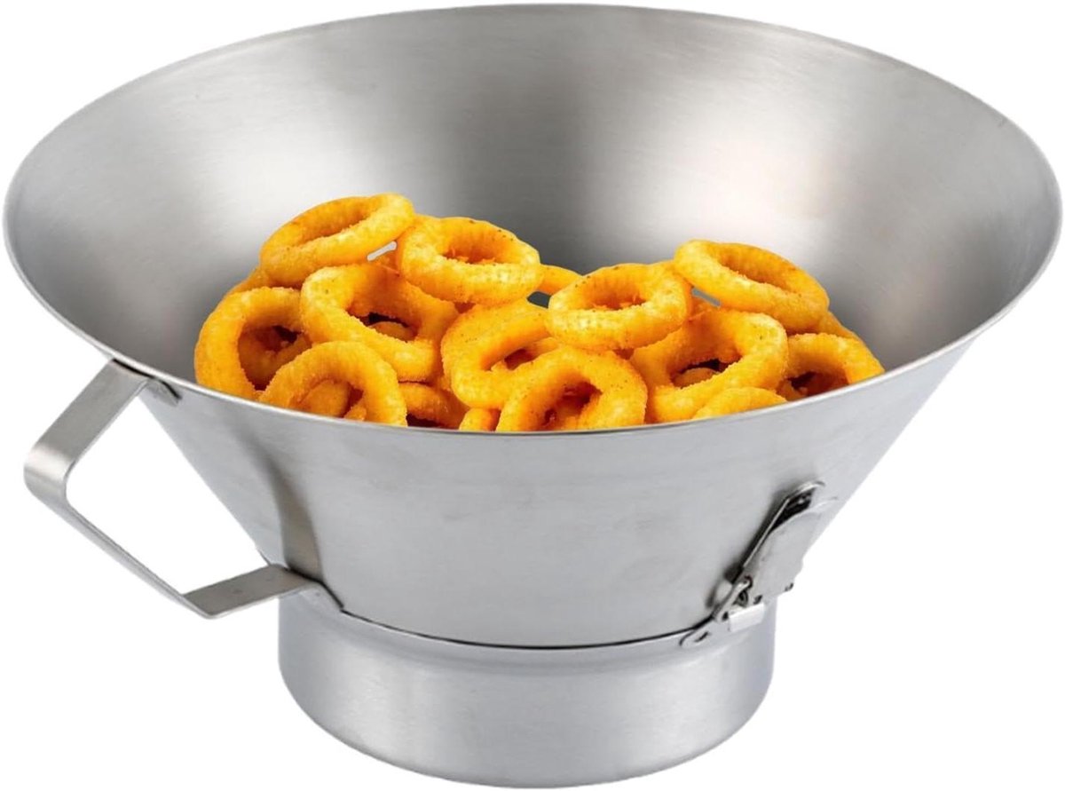 Spekvetzeef Oliecontainer - Keuken Vetzeef - Frituren Uitlekken - Roestvrijstalen Gaas - 33 x 29 x 16 cm - Zilverkleurig
