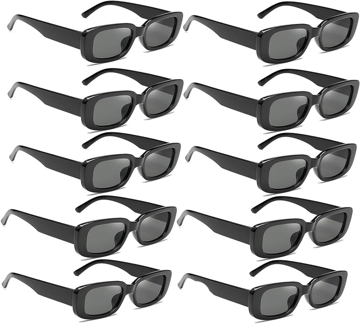 Exsbtay 10-delige vintage zonnebrillenset unisex, Vintage zonnebrillen dames zwart, Retro rechthoekige zonnebril dames - ShopVlot
