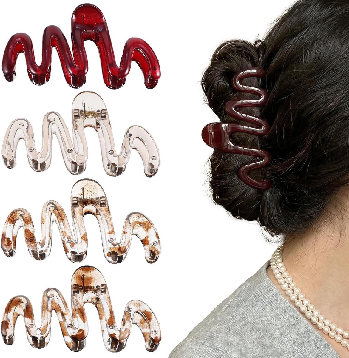 Haarklauwclips Set - Grote Haarclips - Haar Styling - Antislip Grip - 4 Stuks - Meerdere Kleuren