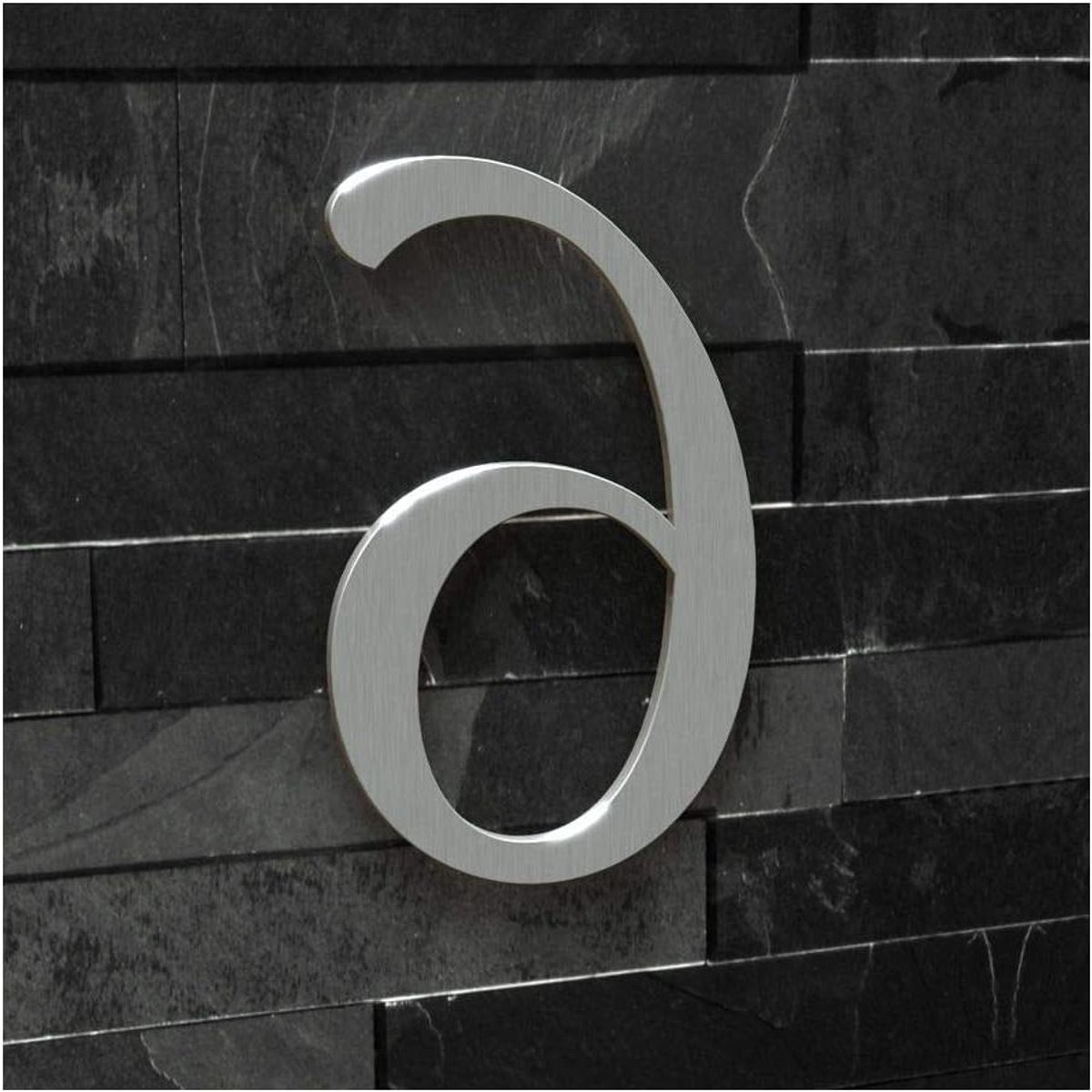 Huisnummer 6 - Adrescijfer - Huis Entree - Klassiek Lettertype - 20 cm - Roestvrij Staal