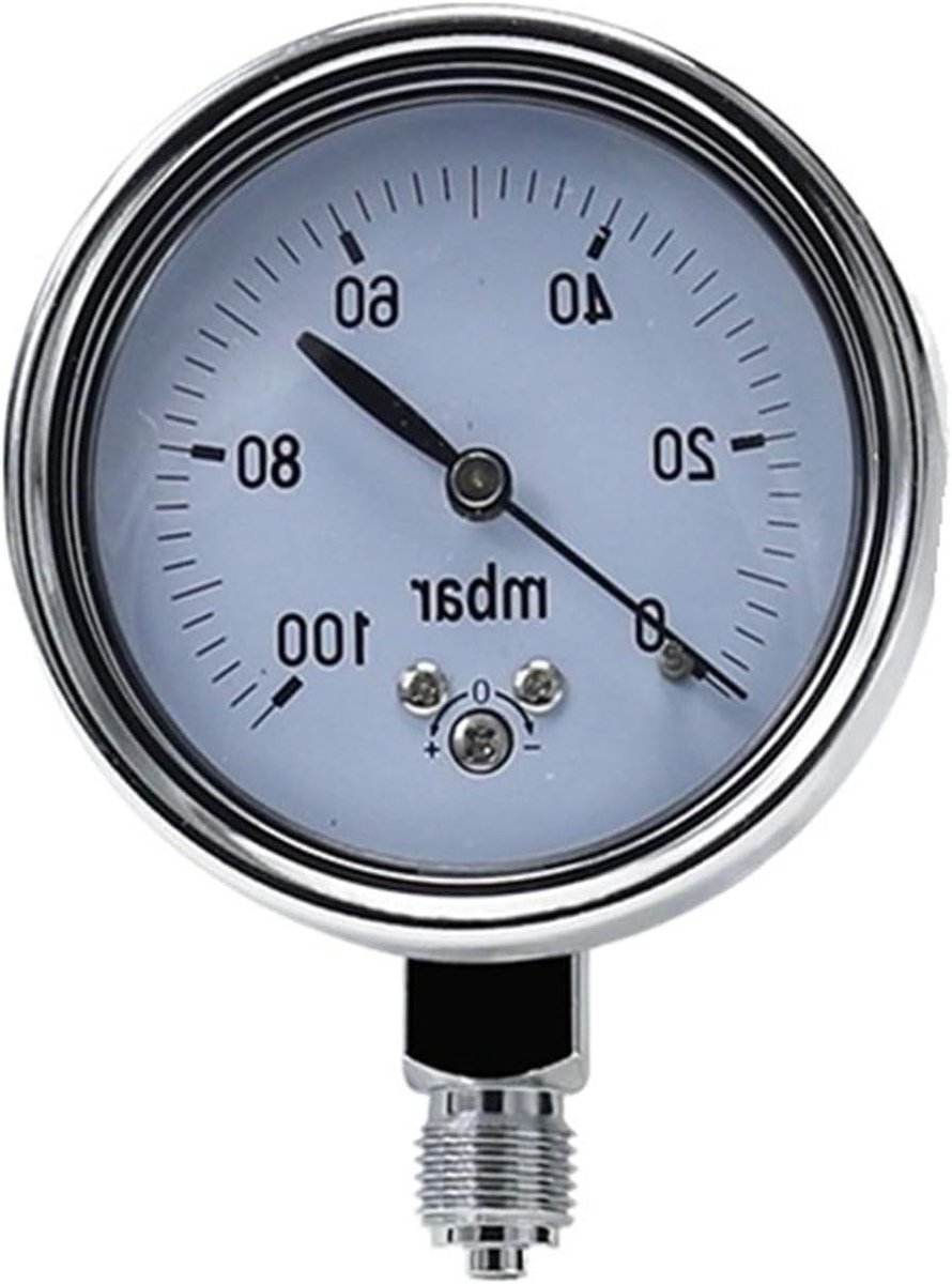 Gasdrukregelaar - Manometer - Gasdruk Meten - Instelbaar - 60mm Diameter - Zilver