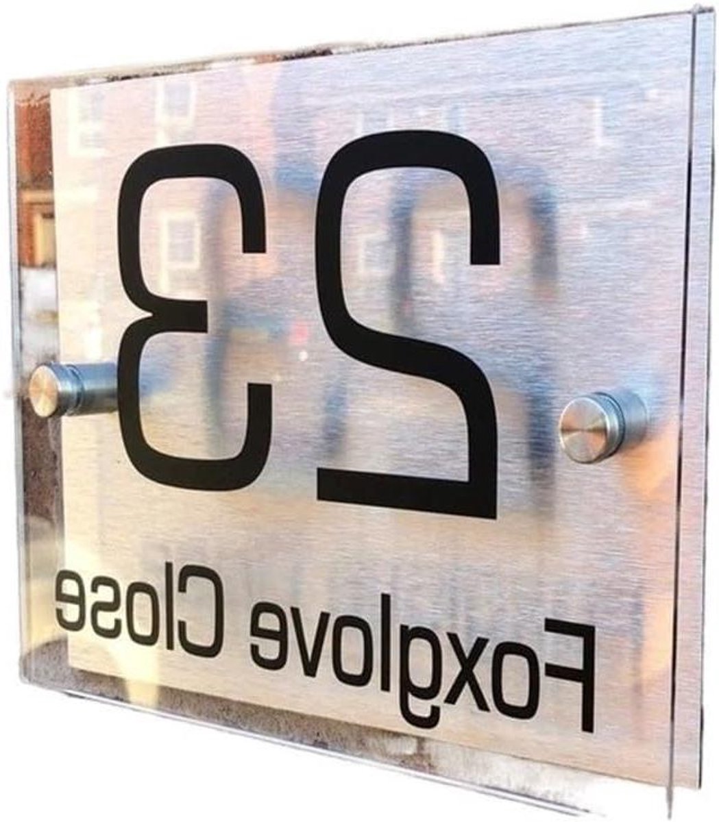 Huisnummer Plaat - Adresbord Deur - Huisnummer Tonen - Zelfklevend Aluminium - 14 x 30 cm - Transparant