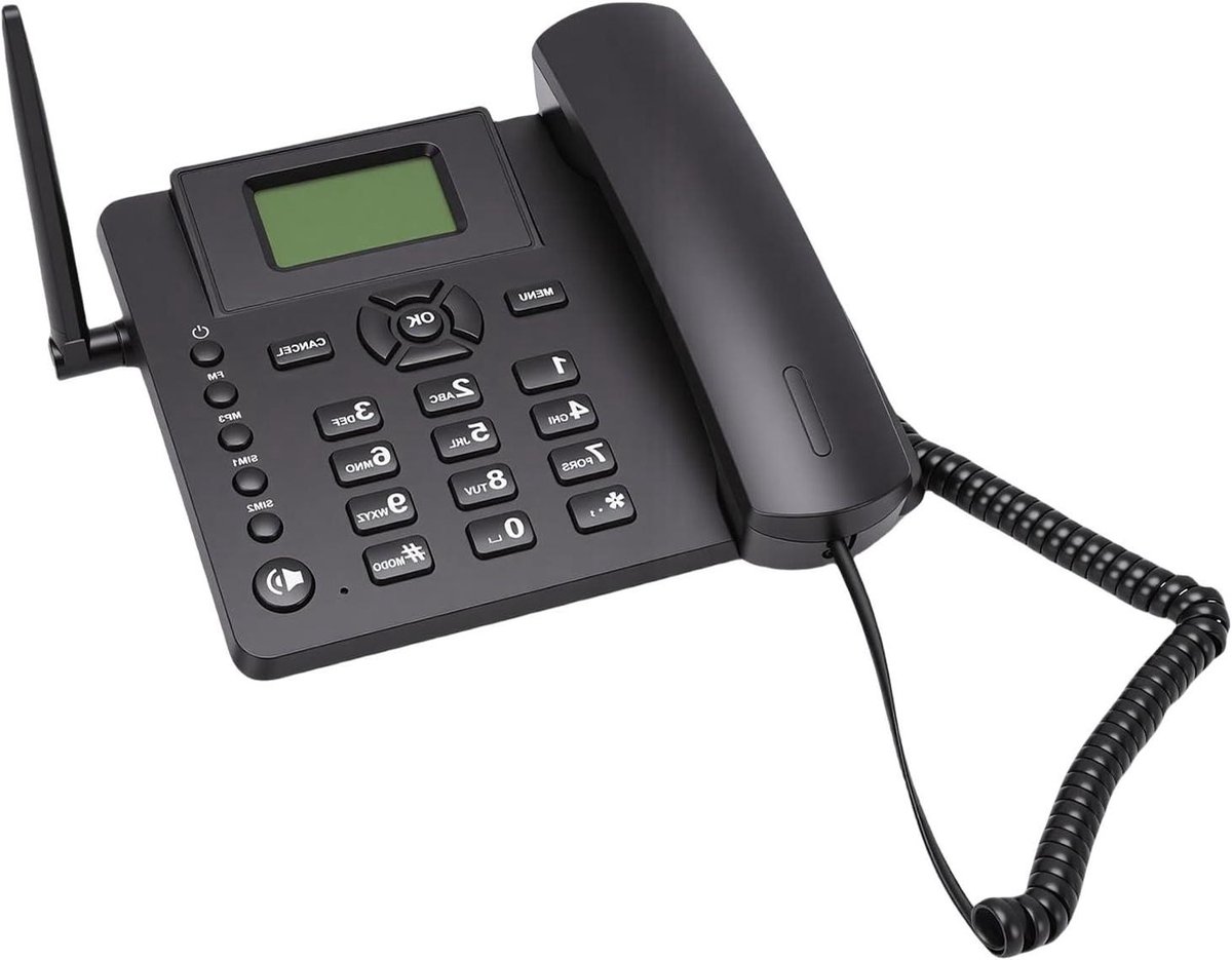 GSM Desktop Telefoon - Vaste Telefoon Thuis - Kosten Besparen - Dubbele Simkaart Ondersteuning - 1200 mAh Batterij - Zwart