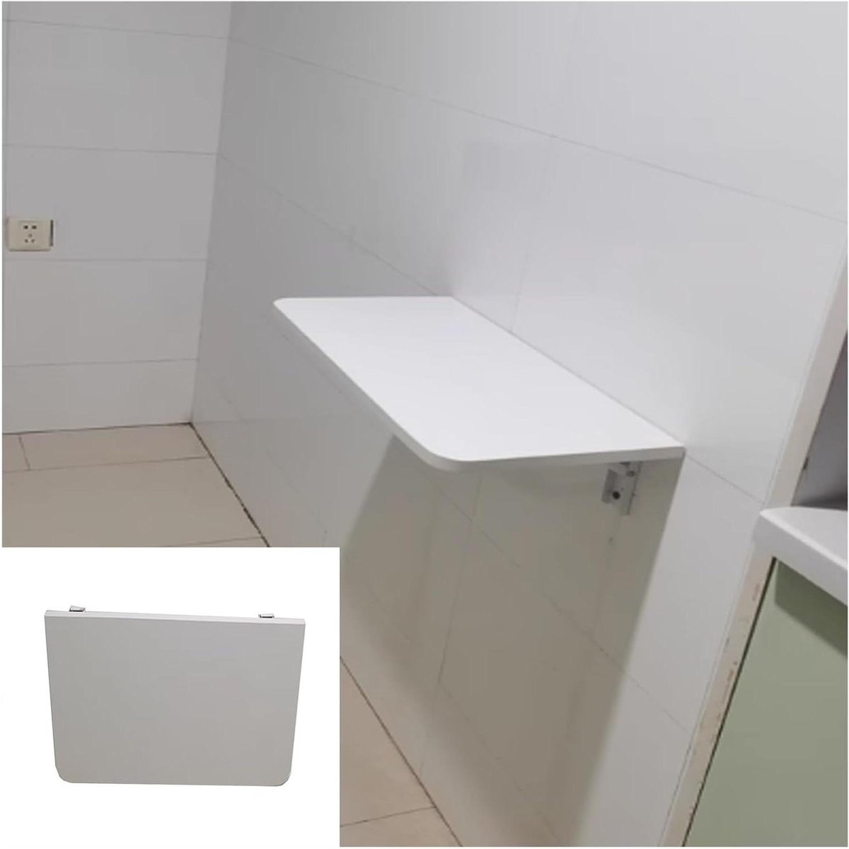 Inklapbare Wandtafel - Ruimtebesparende Eettafel - Kleine Ruimtes Gebruiken - Hoge Schokbestendigheid - 60 x 25 cm - Wit
