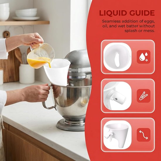 Keukenmachine Trechter - Meelreservoir Accessoire - Bakken Toevoegen - Zelfnivellerend - 4.8 Liter - Wit — afbeelding 5