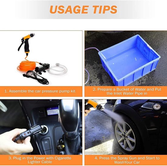 Draagbare Hogedrukreiniger - Auto Wasser Pomp - Voertuig Reinigen - 12V Aangedreven - 160 PSI - Uniek — afbeelding 5