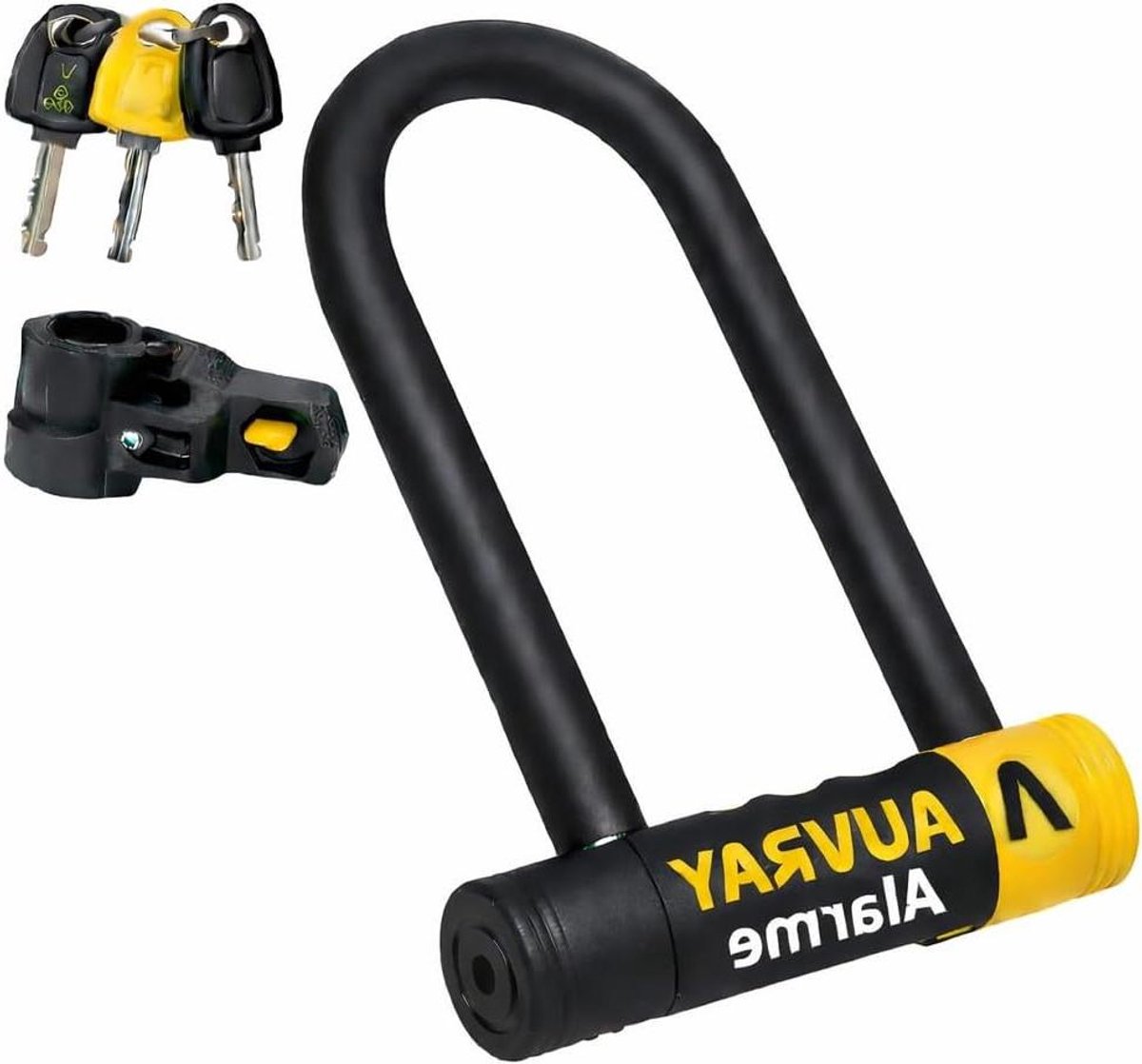 U-Alarm met Houder - Motorfiets Alarm - Diefstal Beveiligen - Speciaal Staal - 128 x 245 mm - Zwart