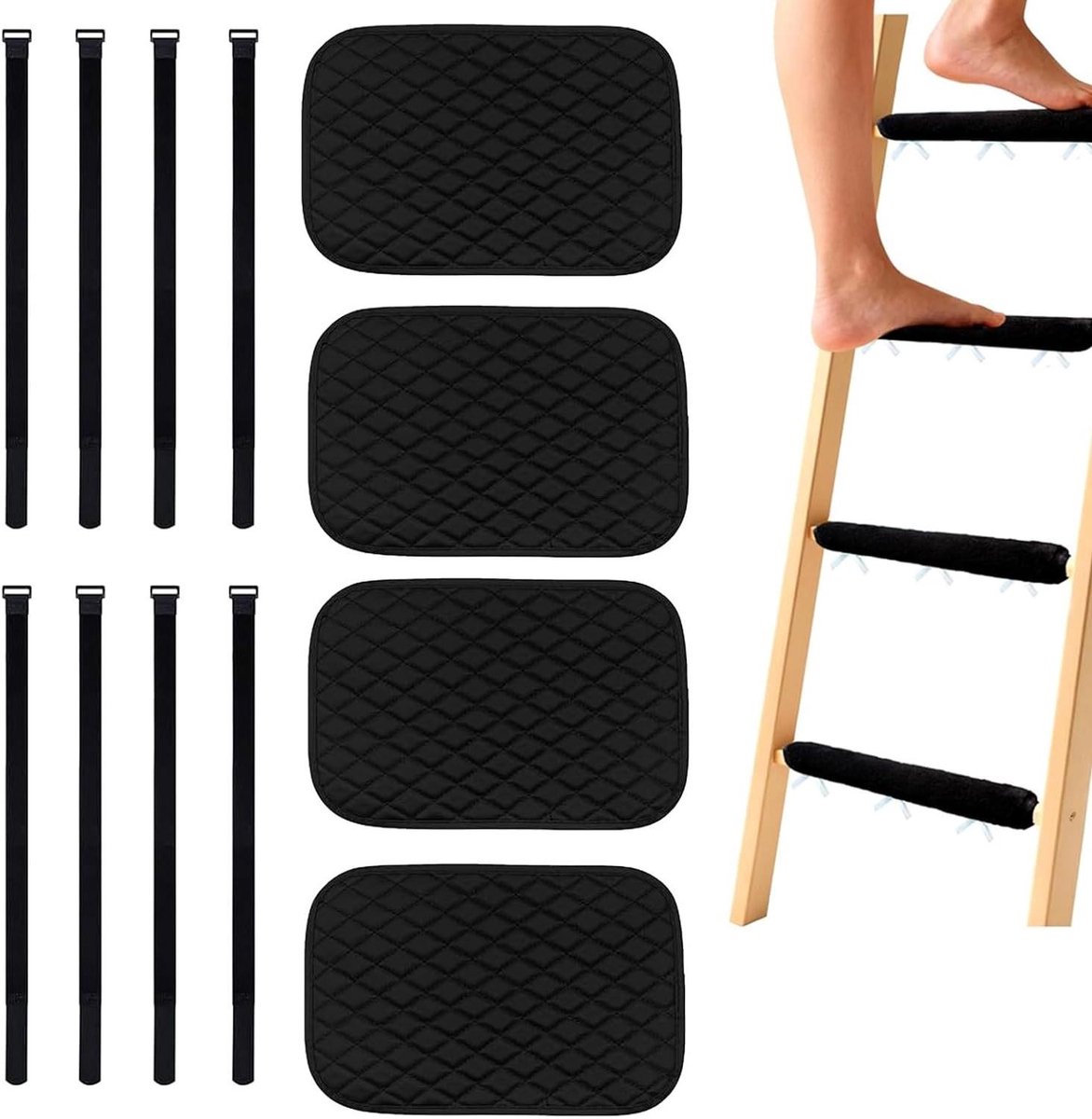 Laddermat Stapelbed - Ladderkussen Bed - Veilig Klimmen - Antislip & Verstelbaar - 30 cm breed - Zwart