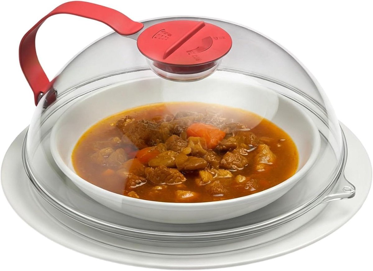 Magnetron Afdekking - Spatdeksel Magnetron - Voedsel Opwarmen - Met Waterverstuiver - 27 x 11 cm - Rood